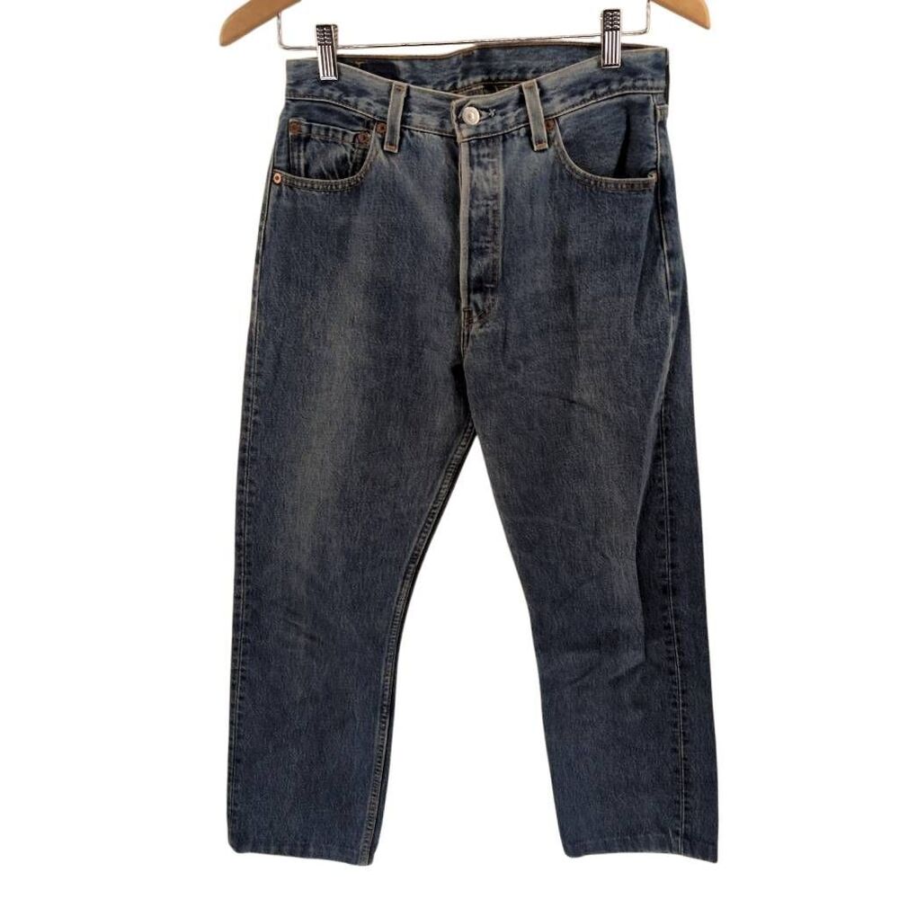 Levis 501 Button Fly Dark Wash 30 28 Denim Jeans